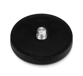 Neodymový magnetický úchyt kruh Ø 43 v. 6 mm, statívový závit 1/4", sila 12 kg, pogumovaný